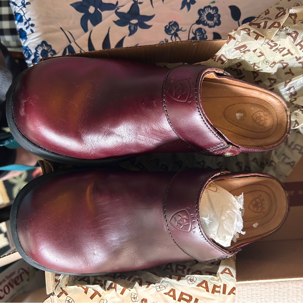 Ariat Brown Leather Loafers Clogs Slip-Ons